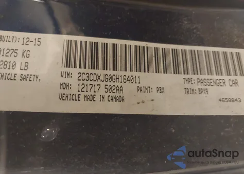 2016 Dodge Charger Sxt from USA, damaged, VIN 2C3CDXJG0GH164011